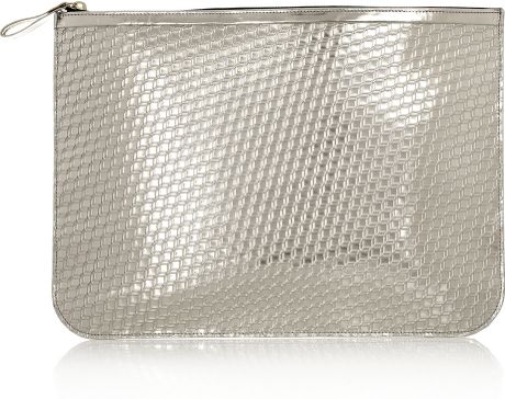 leather silver clutch