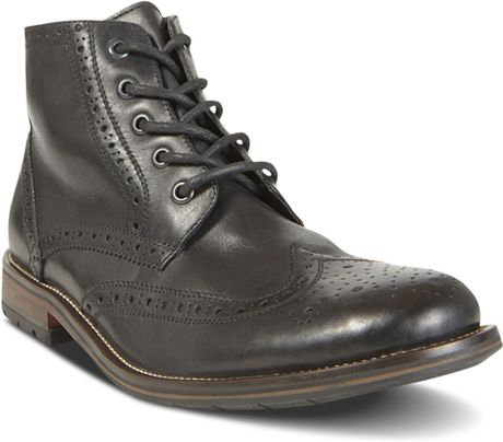 Steve Madden Evander2 Wingtip Boots in Black for Men | Lyst