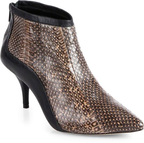 snakeskin flat ankle boots