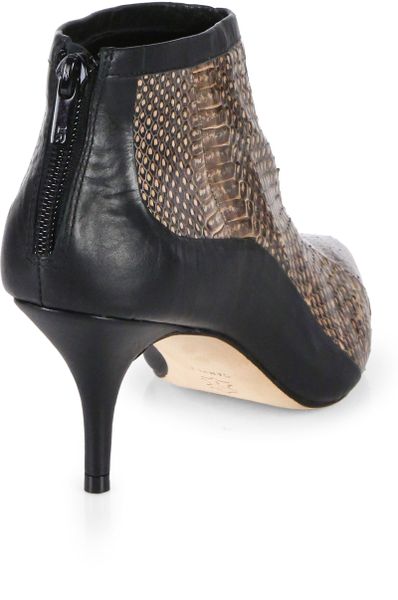 flat snakeskin ankle boots
