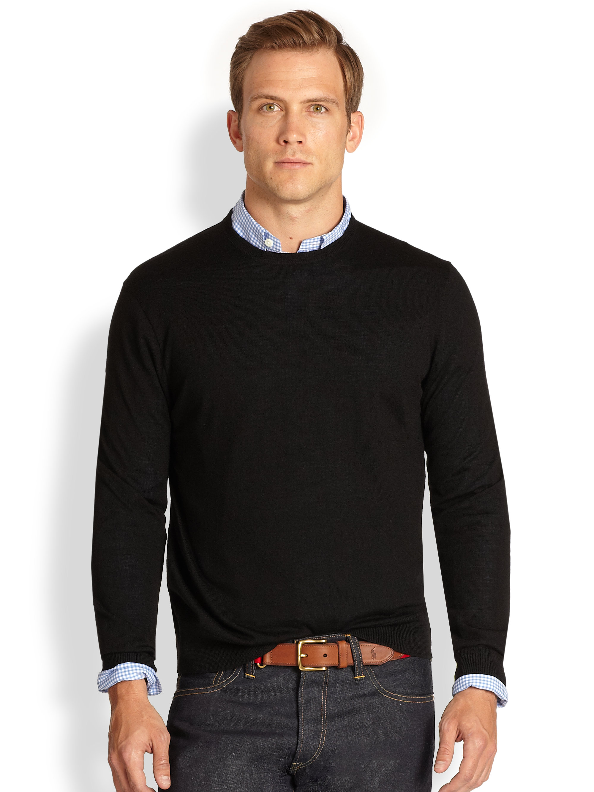 Polo Ralph Lauren Merino Wool Crewneck Sweater in Black ...