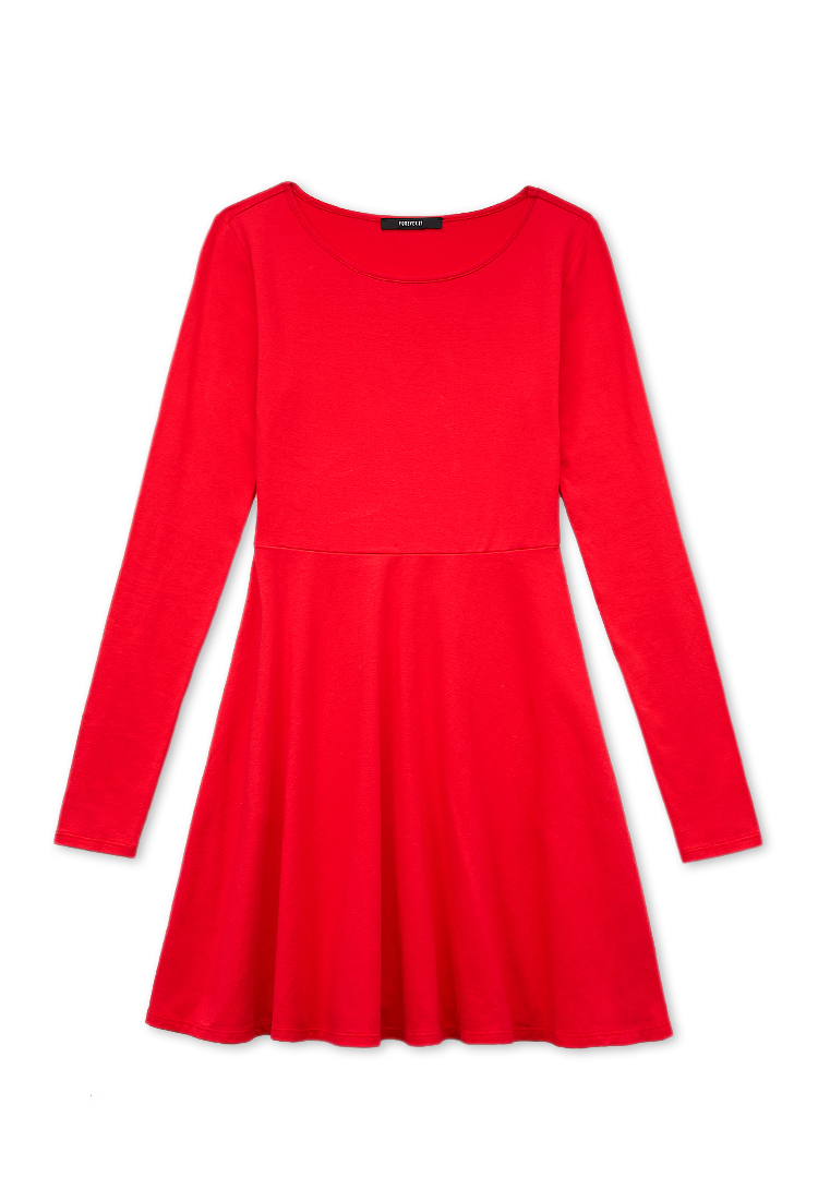 Forever 21 Casual Fit Flare Dress in Red