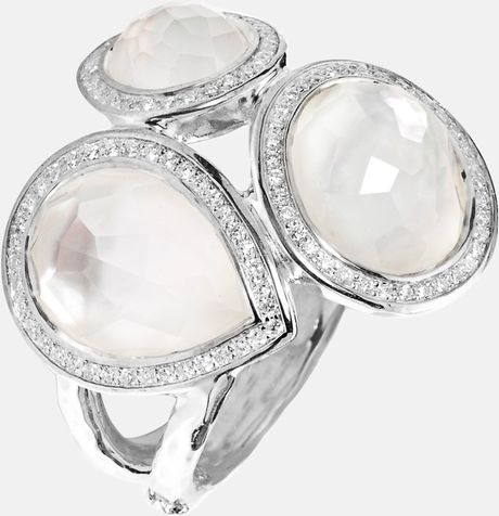 cluster ippolita stella diamonds pearl mother ring silver