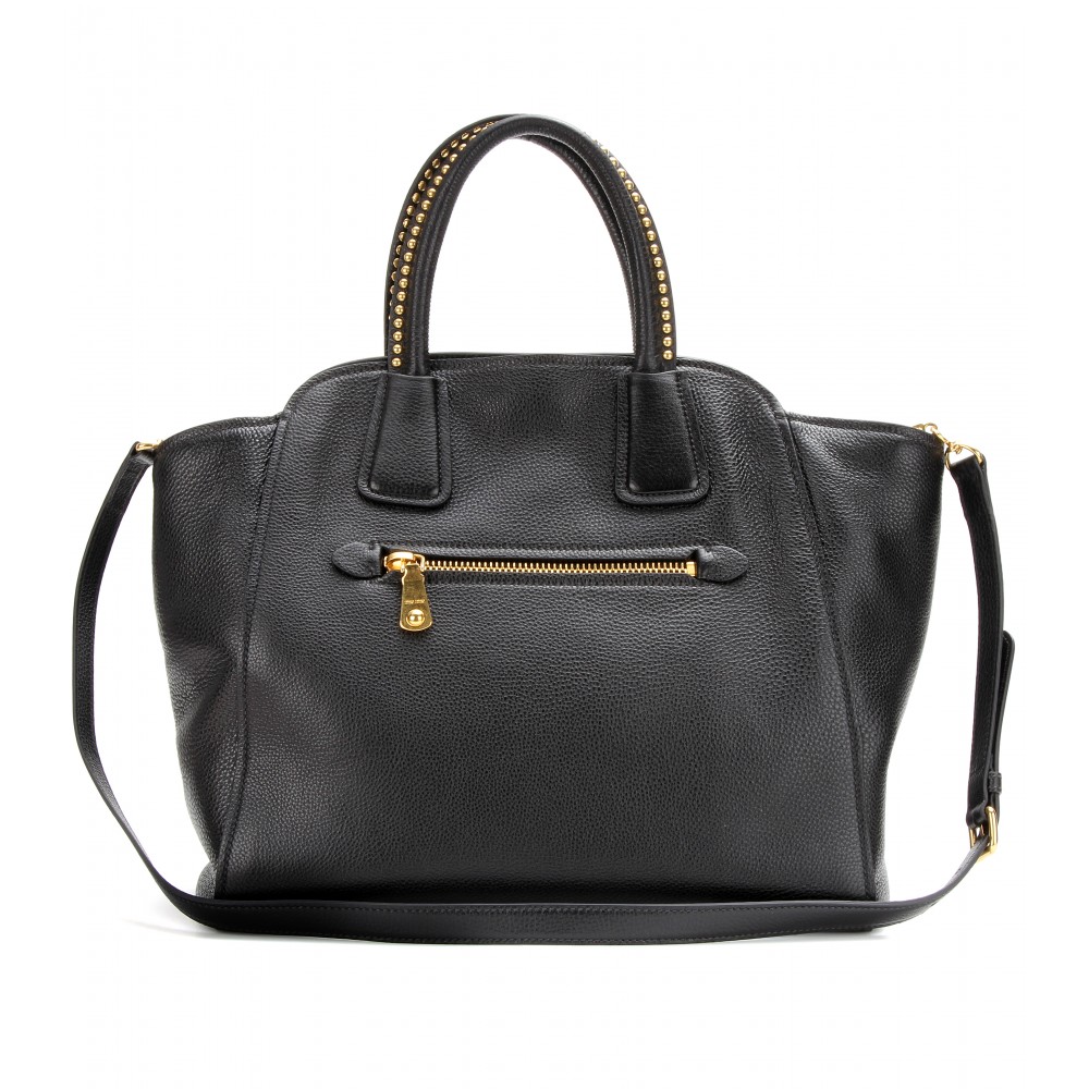Miu Miu Leather Tote with Studded Handles in Black (nero) Lyst