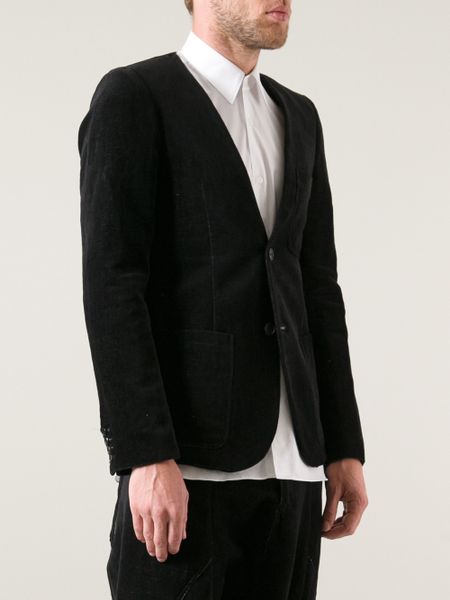 Societe Anonyme Collarless Blazer In Black For Men Lyst