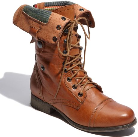 steve madden combat boots cognac