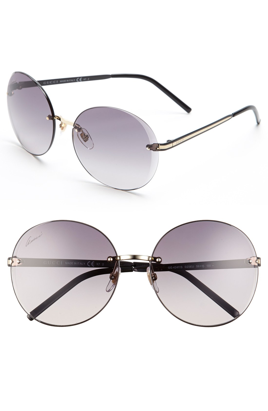 Gucci Flora 59mm Rimless Sunglasses In Purple Gold Grey Gradient Lyst