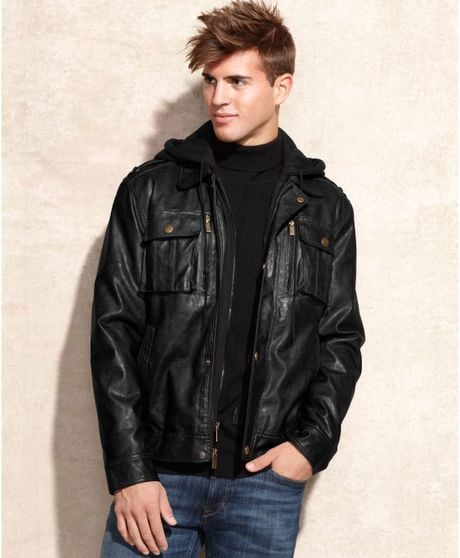 michael kors hooded leather jacket