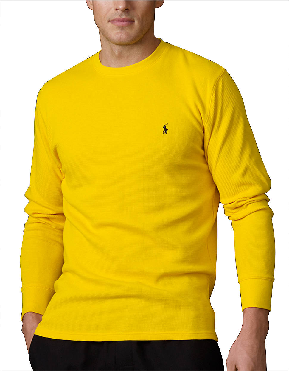 Polo Ralph Lauren Long-Sleeve Thermal Crew in Yellow for Men | Lyst