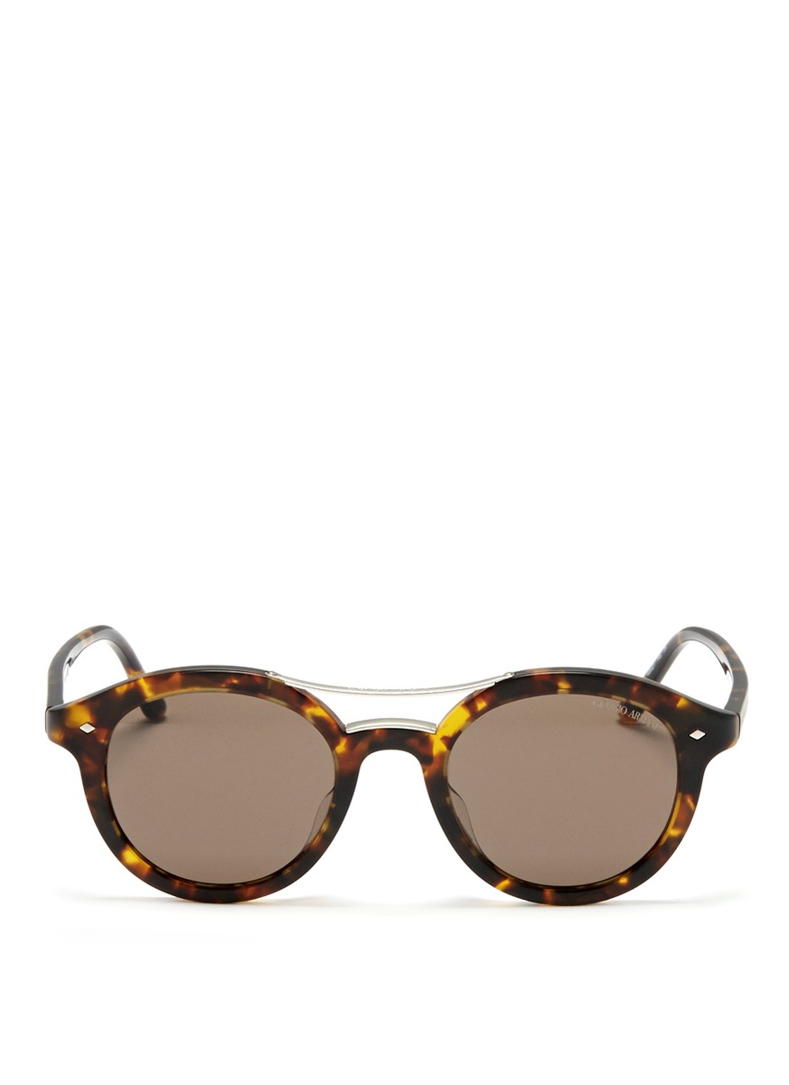 Armani Tortoise Shell Round Sunglasses in Brown for Men