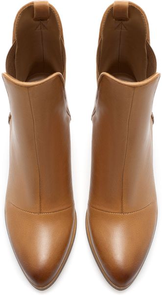 zara leather ankle boots with block heel