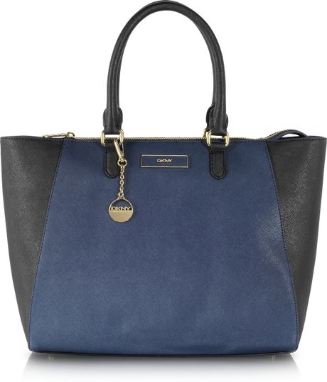 Dkny Color Block Saffiano Leather Large Ew Satchel in Blue (Navy Blue) Dkny Color Block Saffiano Leather Large Ew Satchel in Blue (Navy Blue)