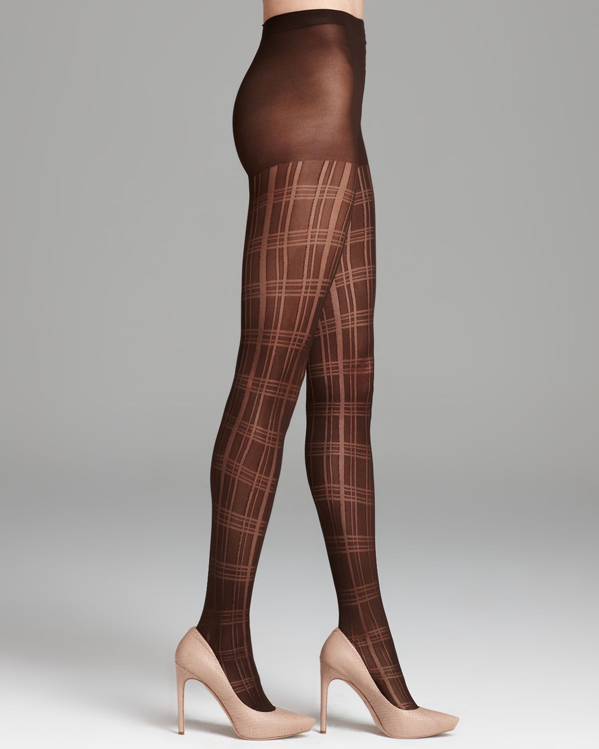 Dkny Bold Plaid Tights in Brown (Chocolate) Lyst