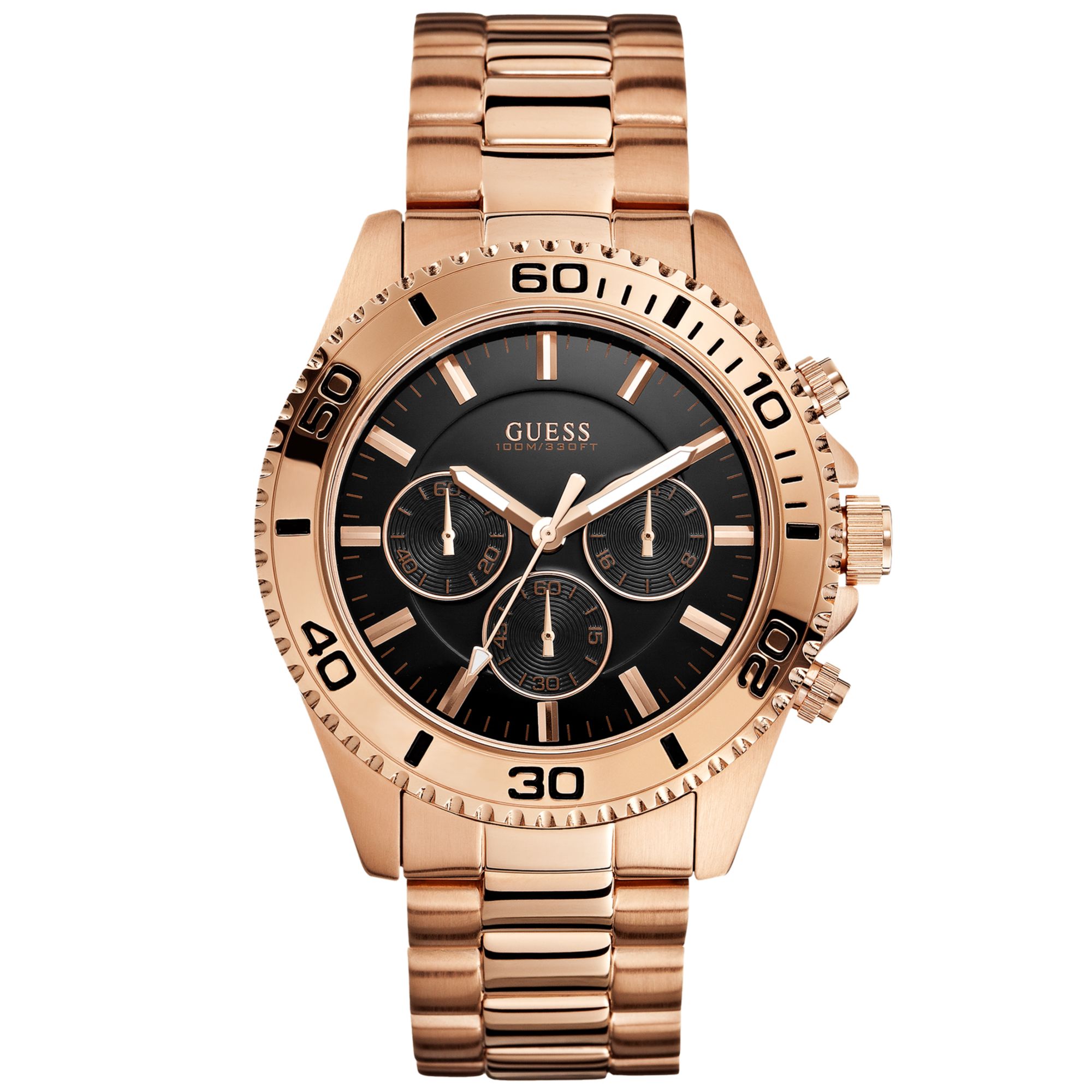 Guess Watch Mens Chronograph Rose Goldtone Stainless Steel Bracelet 45mm in Gold for Men (No