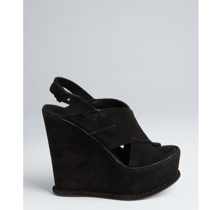 Wedge Toe National in  sandals Black wedge Sandals slingback Cutout Slingback Black Peep Suede suede