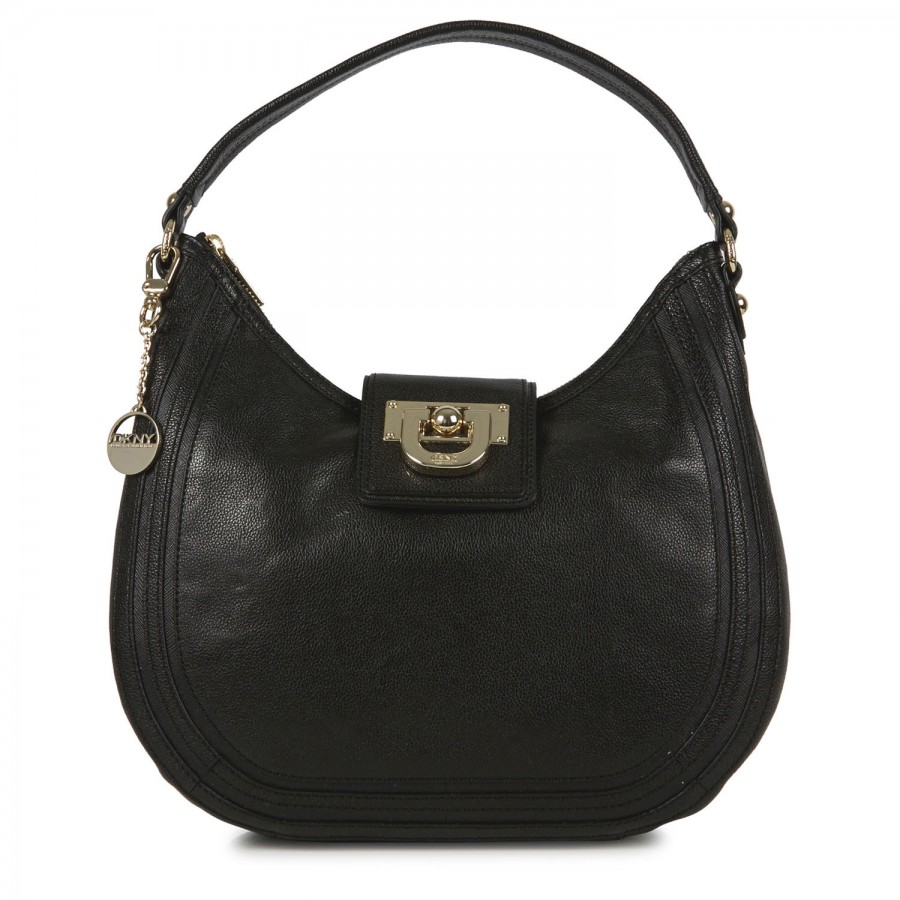 Dkny Heritage Grained Leather Hobo Bag in Black Lyst