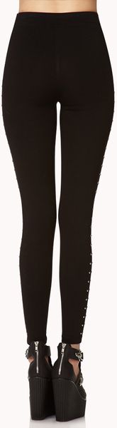 Forever 21 Spiketrimmed Leggings in Black (Blacksilver) - Lyst Forever 21 Spiketrimmed Leggings in Black (Blacksilver) - Lyst
