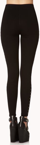 Forever 21 Spiketrimmed Leggings in Black (Blacksilver) - Lyst