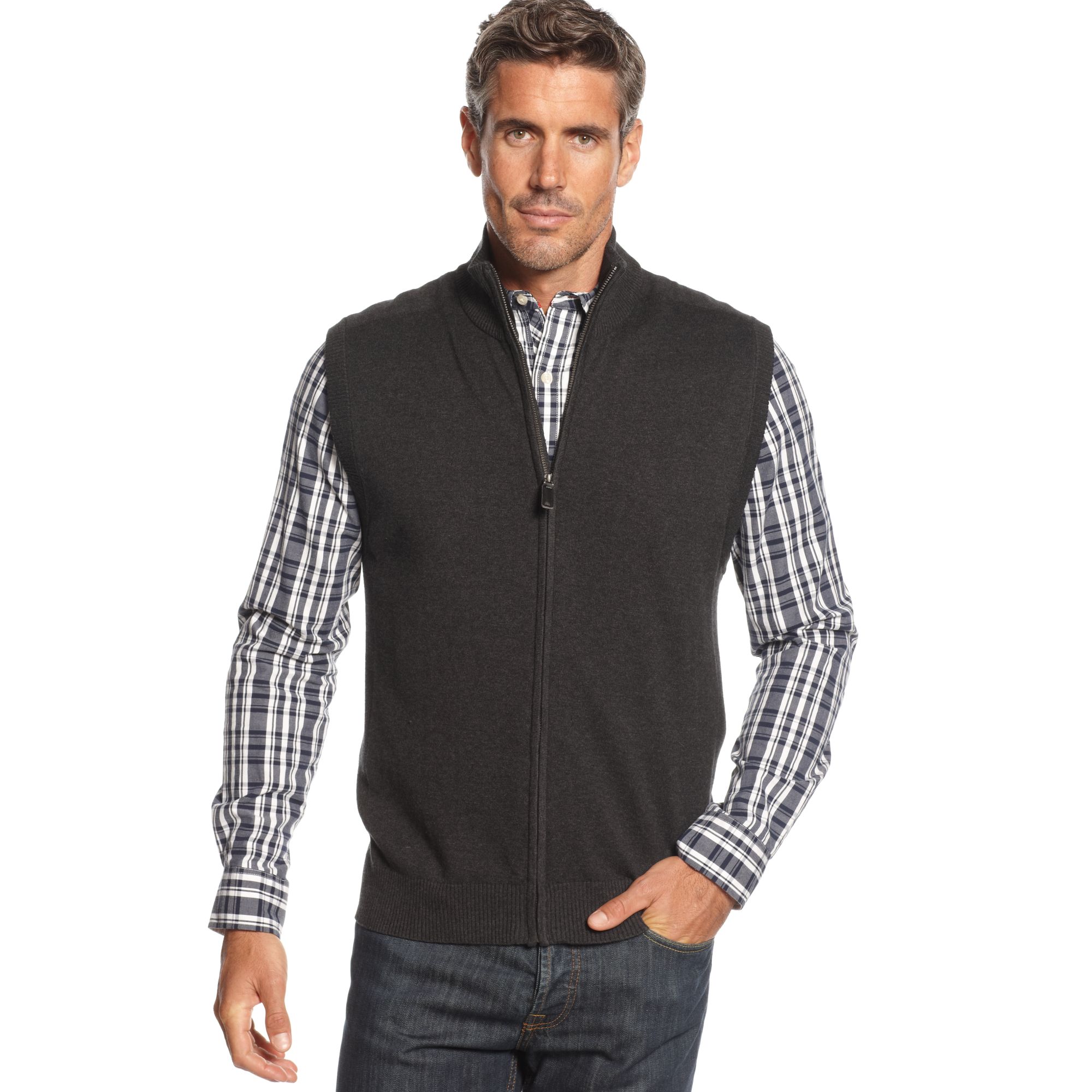 Macy'S Mens Sweater Vest - Gray Cardigan Sweater