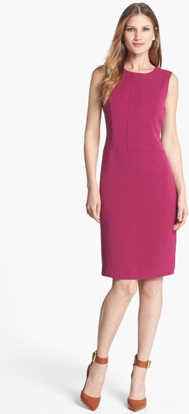 Anne Klein Crewneck Sheath Dress in Red (Ruby)