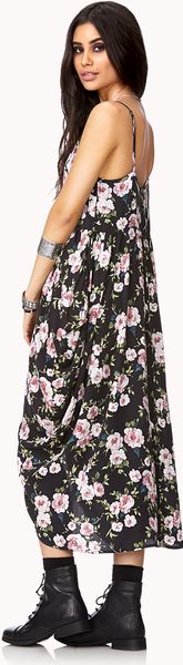 Forever 21 Floral Frenzy Draped Dress in Gray (Charcoalpink)