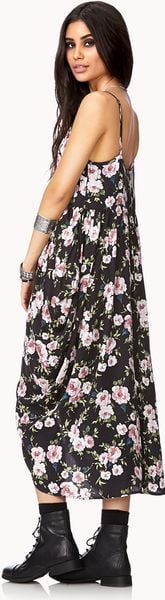 Forever 21 Floral Frenzy Draped Dress in Gray (Charcoalpink) | Lyst