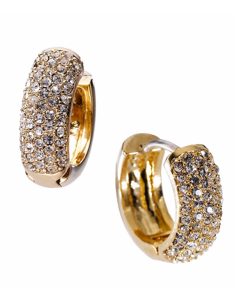 Michael Kors Huggy Clear Pave Hoop Earrings in Gold Lyst