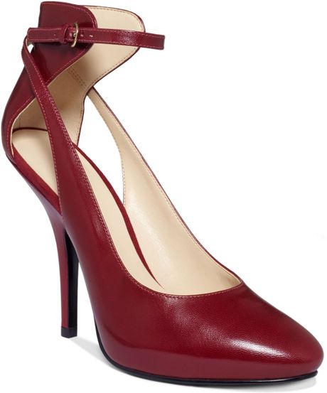 Nine West Saybella Ankle Strap Platform Pumps in Red (Chicory Red ...