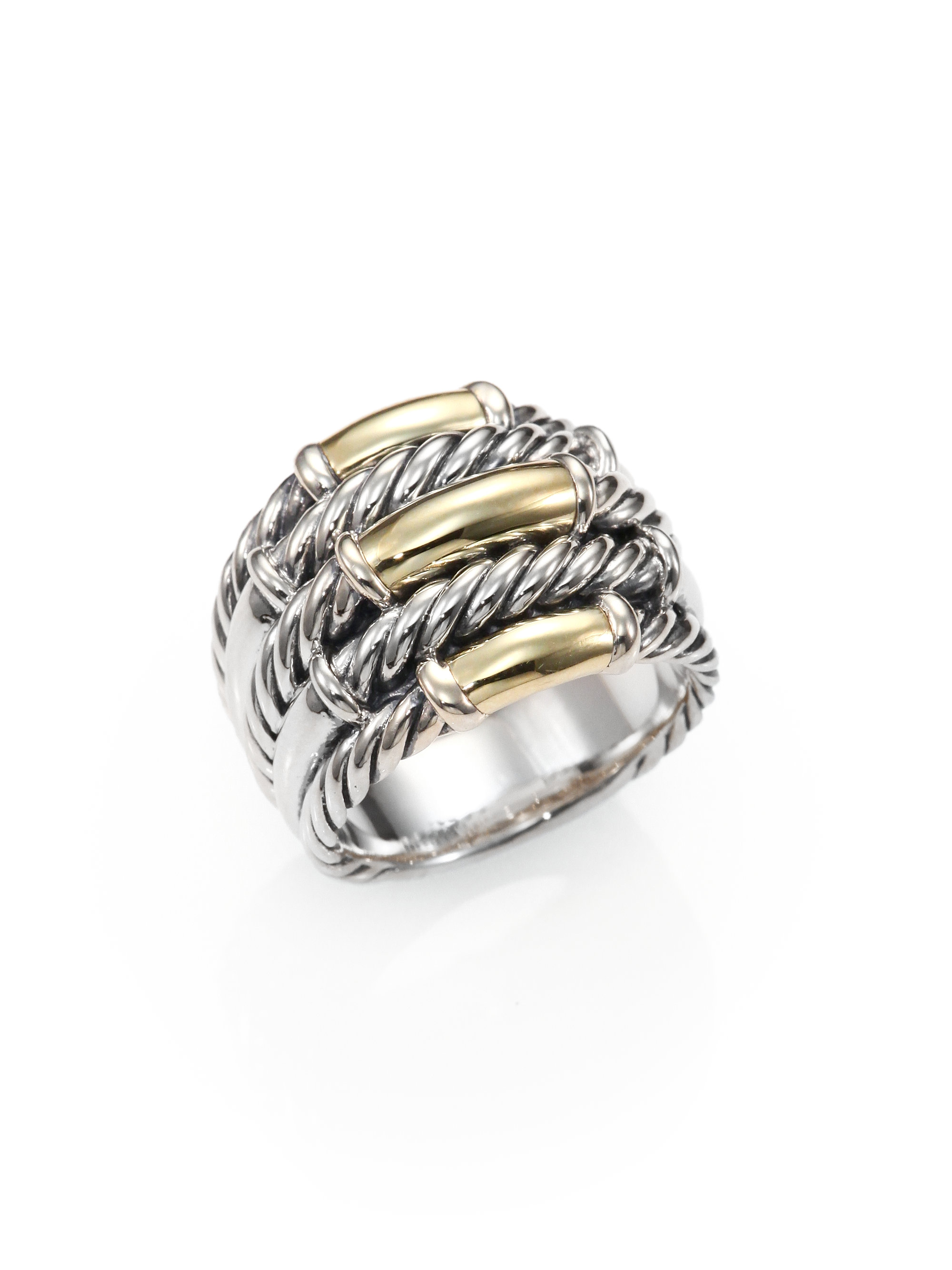 David Yurman Sterling Silver 18k Gold Ring in Silver (SILVERGOLD) Lyst