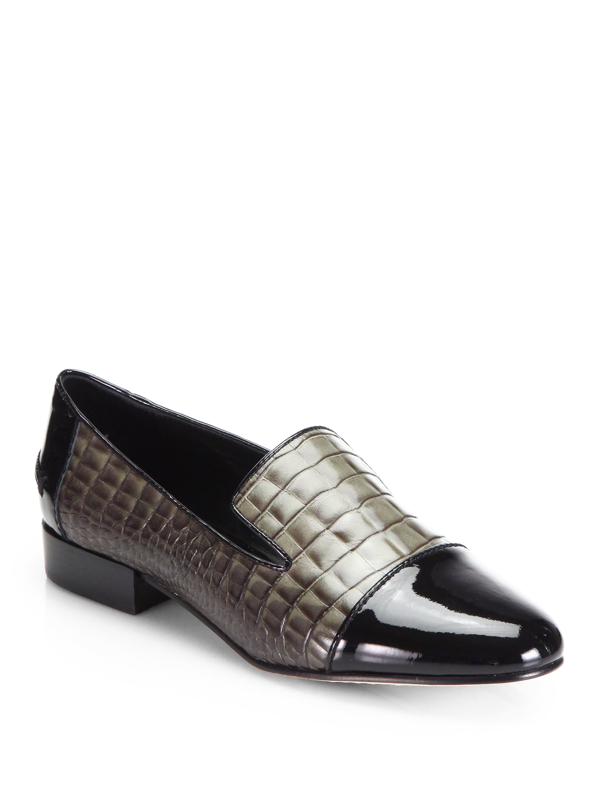 Elie Tahari Bianca Crocodileembossed Leather Patent