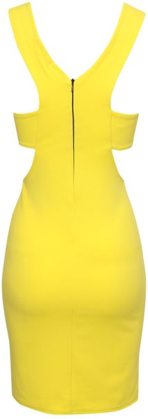 Jane Norman Cut Out Bodycon Dress in Yellow