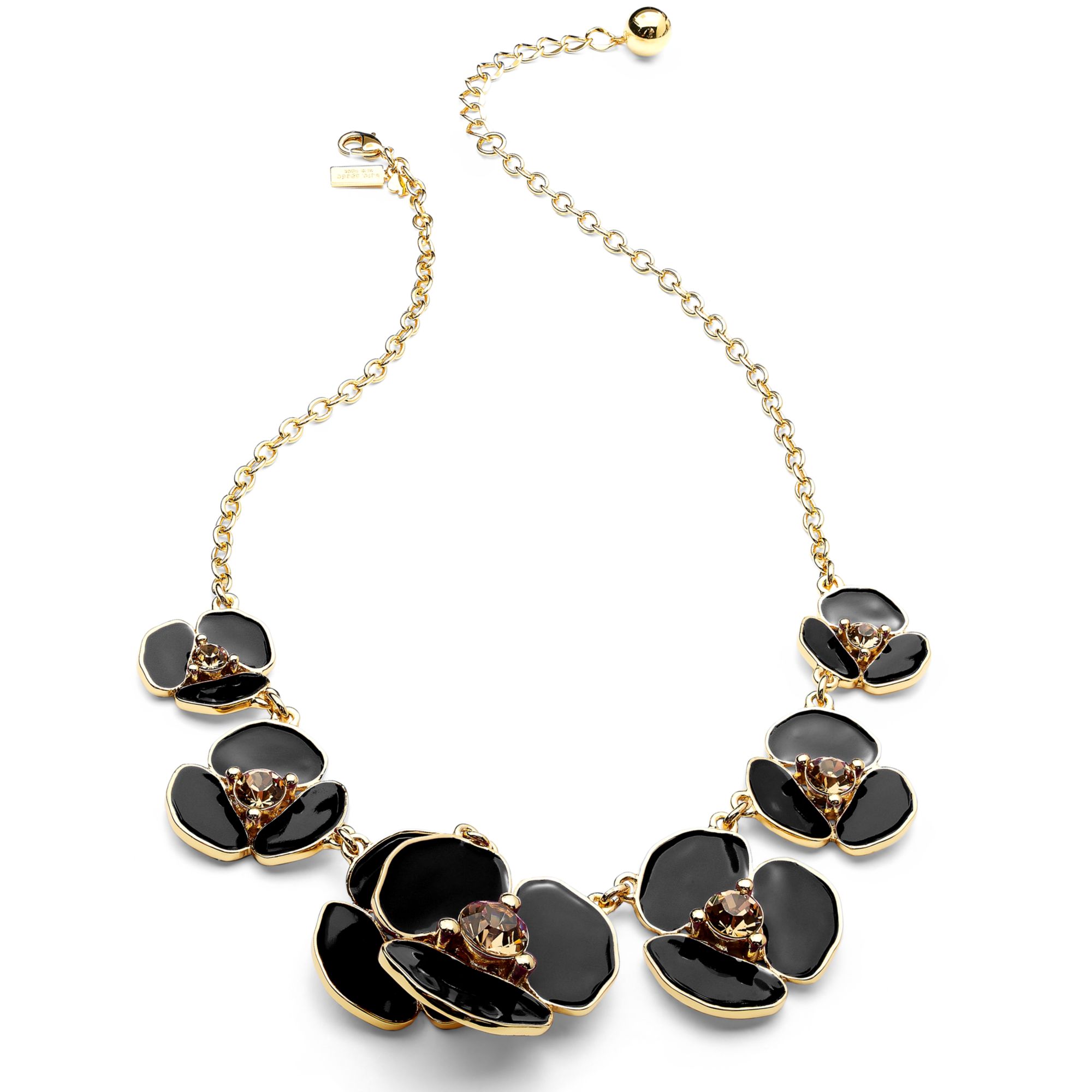 Kate Spade New York Necklace 12k Gold Plated Disco Pansy Black