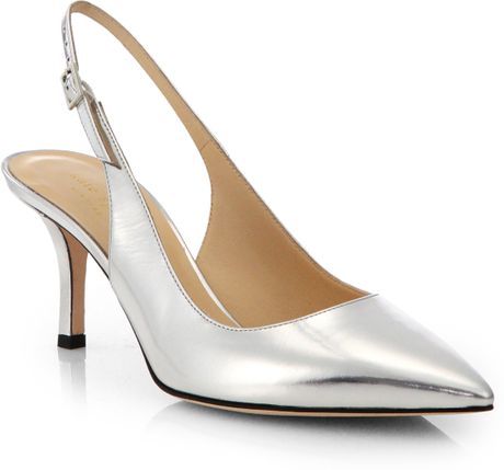 silver slingback metallic pumps leather spade jilly kate shoes