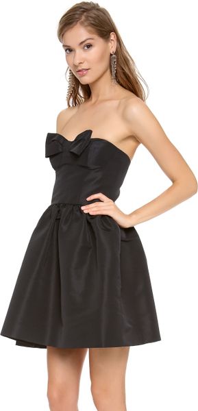 Red Valentino Strapless Bow Mini Dress in Black