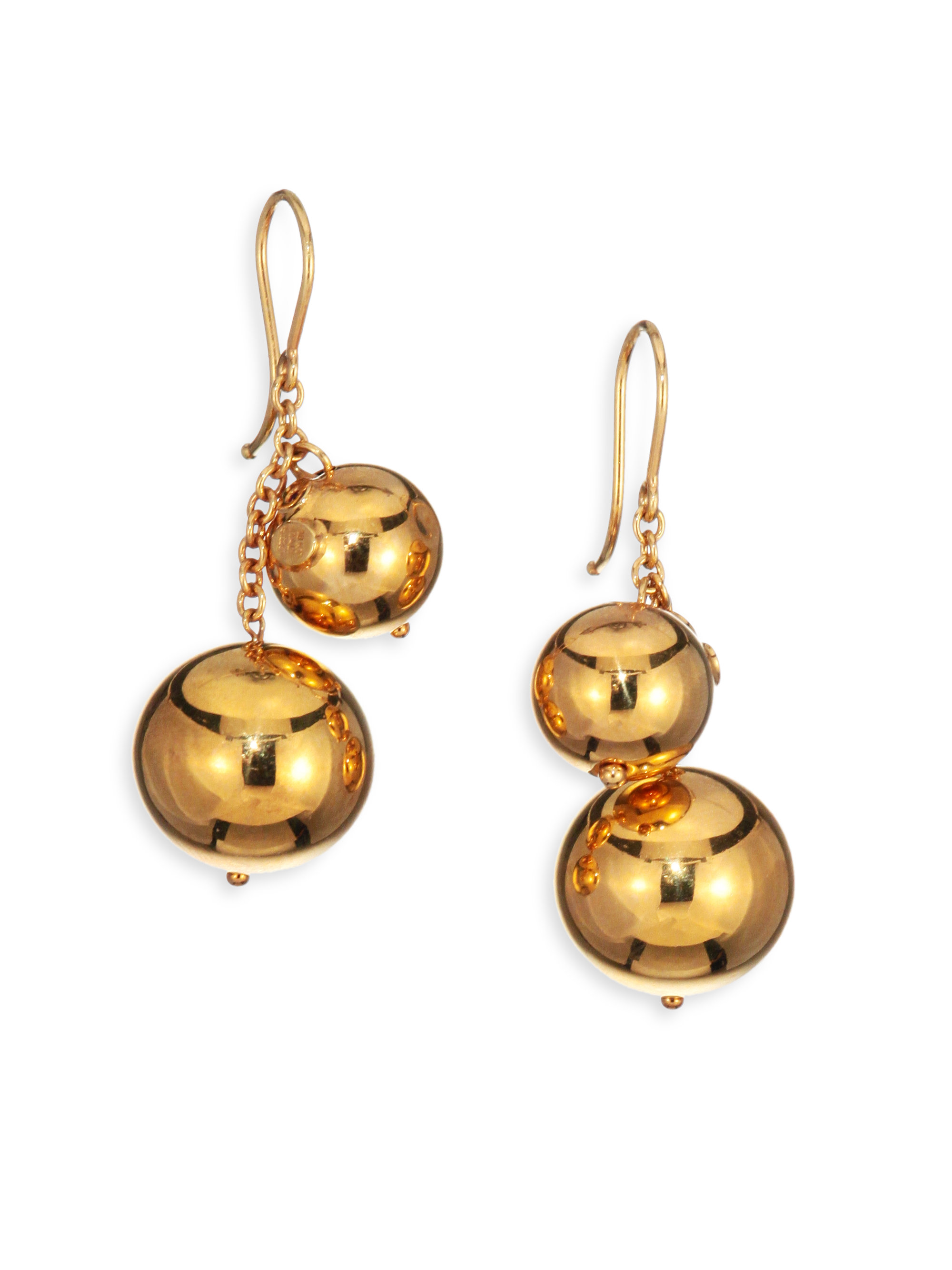 Roberto Coin 18k Gold Double Ball Drop Earrings in Orange (GOLD) Lyst