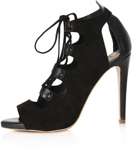 Topshop Gala Lace Up Cut Out Ghillie Shoes in Black | Lyst
