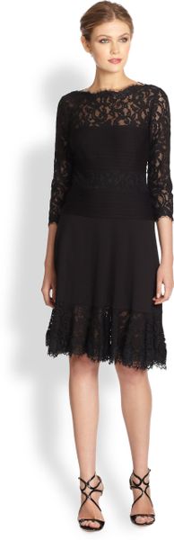 Tadashi Shoji Pintucked Lace Cocktail Dress In Black Lyst 9577