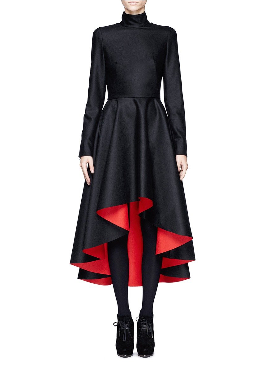 black dress with red lining