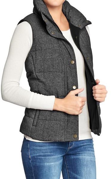 Old Navy Quilted Tweed Puffa Vests in Black (Black Tweed) - Lyst