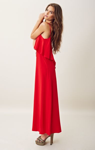 Blu Moon Silk Summer Lovin Maxi Dress in Red