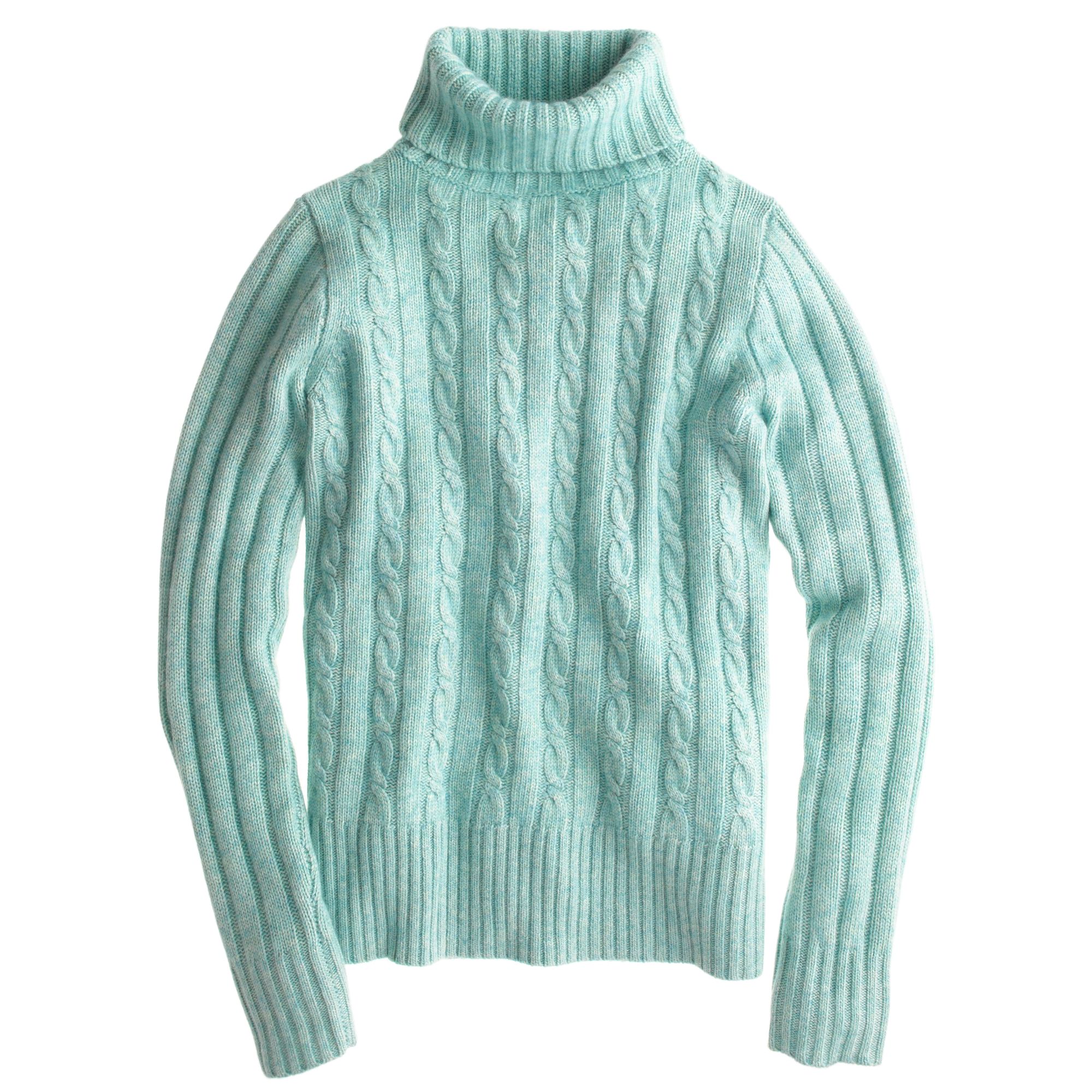 J.crew Preorder Cambridge Cable Chunky Turtleneck Sweater in Green