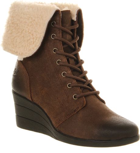 shearling wedge boots