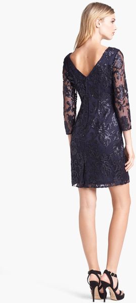 adrianna papell navy sequin gown
