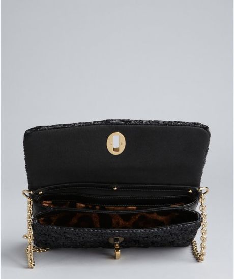 Dolce & Gabbana Black Leather and Raffia Chain Strap Crossbody Bag in Black | Lyst