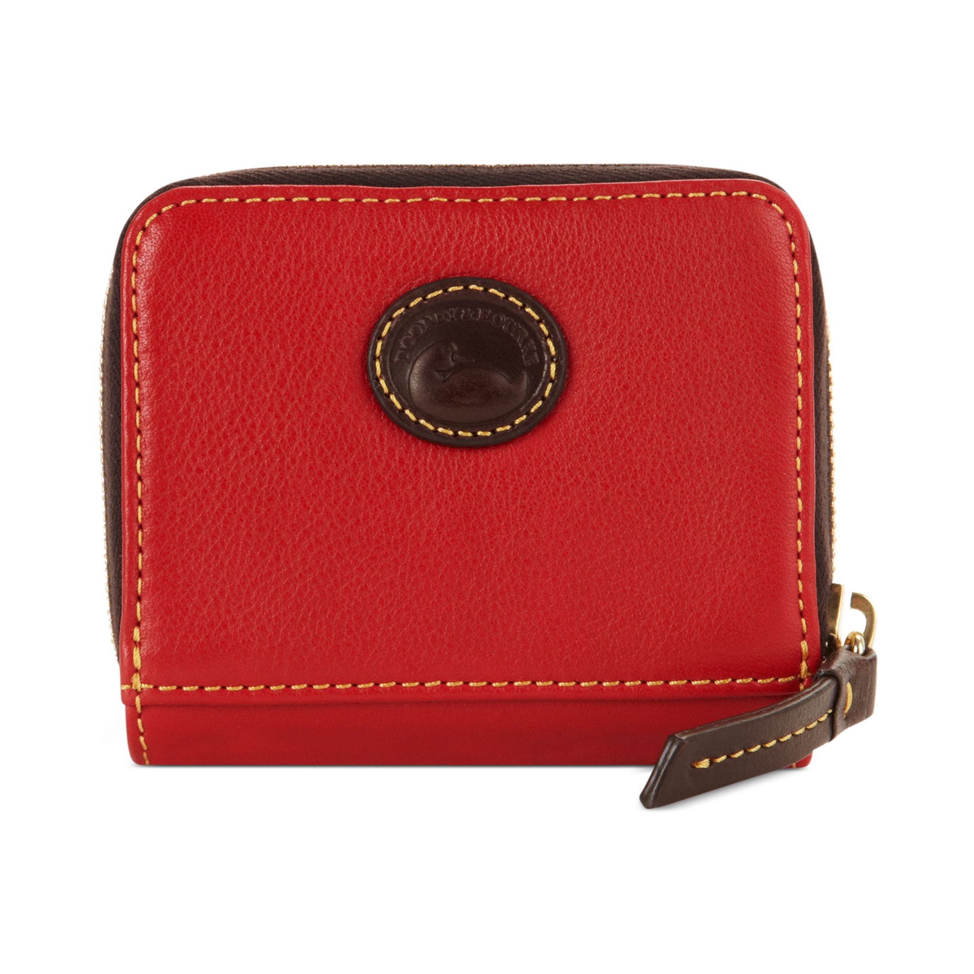 Dooney & Bourke Calf Small Zip Around Credit Card Wallet in Red | Lyst