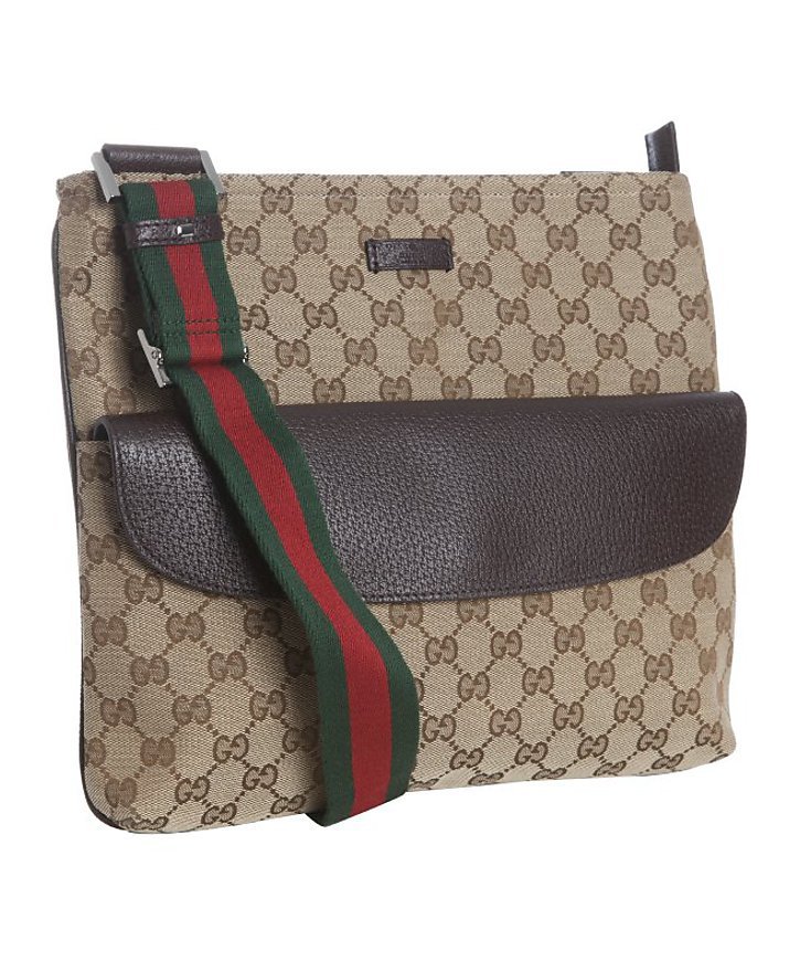 Gucci Beige Gg Canvas Crossbody Messenger Bag in Brown (beige) | Lyst