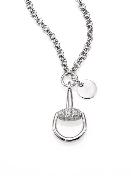 gucci-white-gold-horsebit-diamond-18k-white-gold-pendant-necklace ...