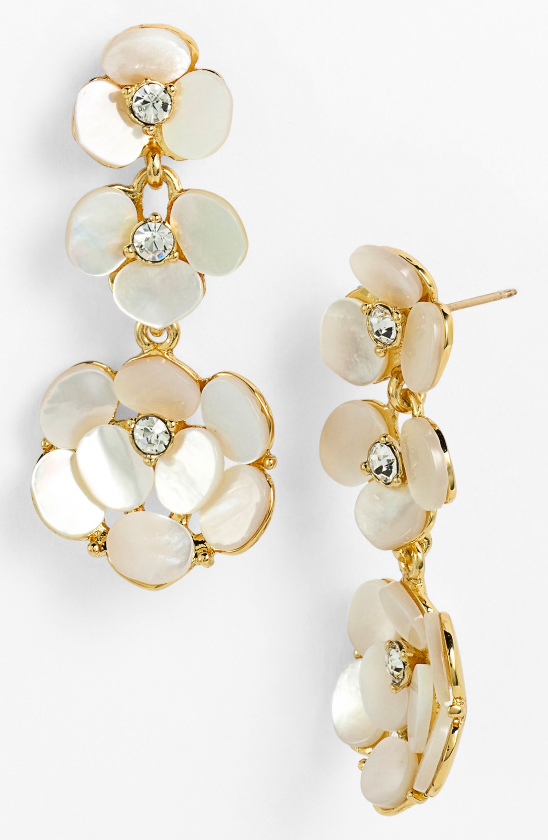 Kate Spade Disco Pansy Chandelier Earrings in Gold (Cream/ Clear/ Gold) Lyst