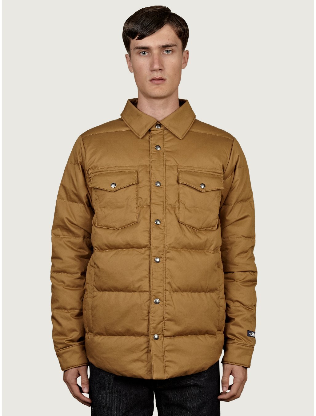 The North Face Mens Khaki Mountain Heritage Down Shirt Jacket in Khaki