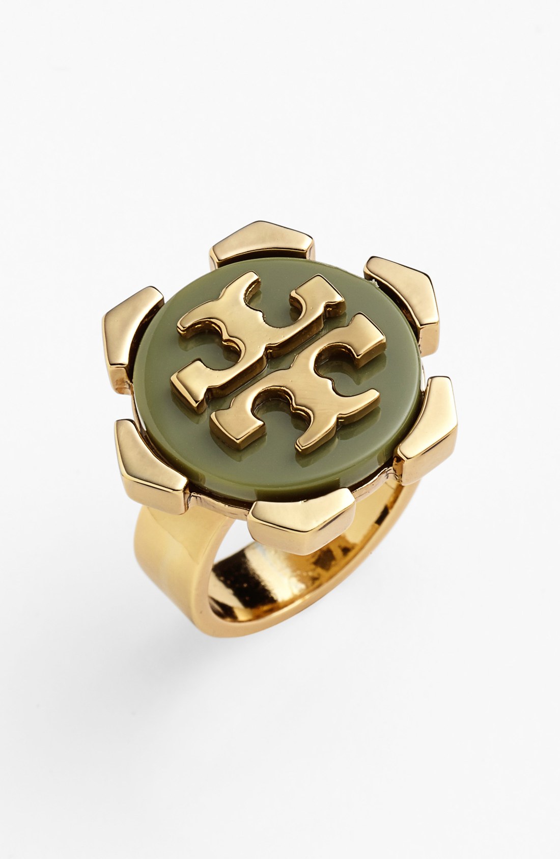 Tory Burch Walter Logo Ring in Green (Olive/ Gold) Lyst